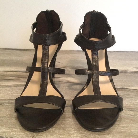 Ann Marino 7.5 Brown Open Heels Straps Zipper Sandals - Picture 3 of 13